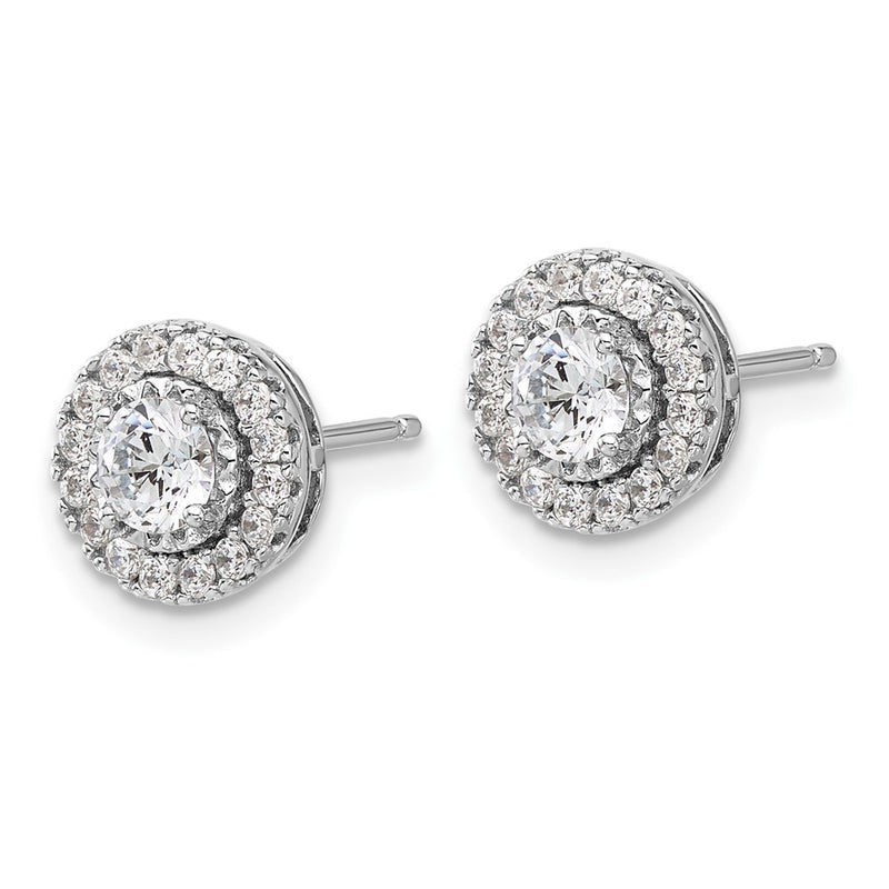 Sterling Silver Rhodium-Plated CZ 34 Stone Post Earrings
