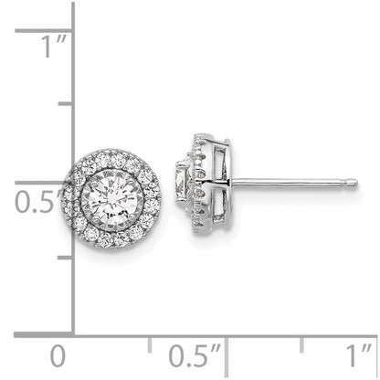Sterling Silver Rhodium-Plated CZ 34 Stone Post Earrings