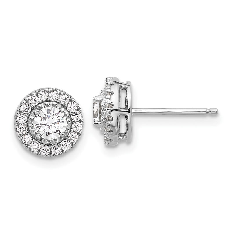 Sterling Silver Rhodium-Plated CZ 34 Stone Post Earrings