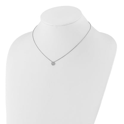 Sterling Silver Rhodium-Plated CZ 66 Stone Heart 16in w/2in Ext. Necklace
