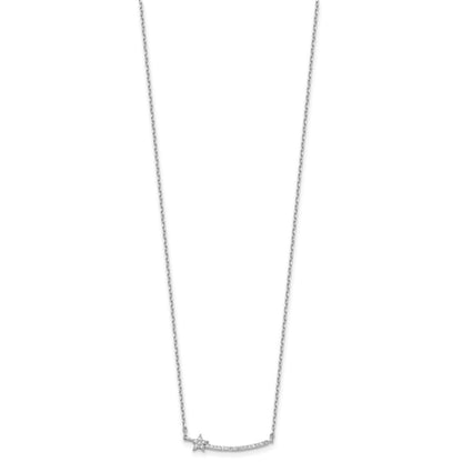 Sterling Silver Rhodium Plated CZ 22 Stone 16in w/2in Ext. Star Necklace
