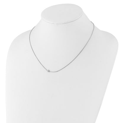 Sterling Silver Rhodium Plated CZ 22 Stone 16in w/2in Ext. Star Necklace