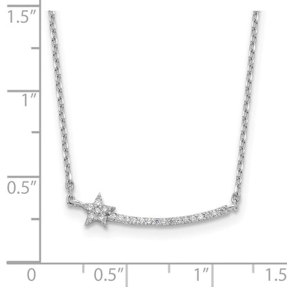 Sterling Silver Rhodium Plated CZ 22 Stone 16in w/2in Ext. Star Necklace