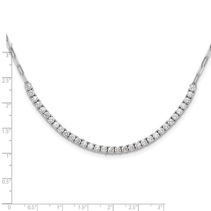 Sterling Silver Rhodium-Plated CZ 16in w/2in Ext. Paperclip Link Necklace