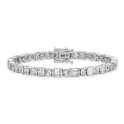 Sterling Silver Rhodium-Plated CZ 7.25in Bracelet