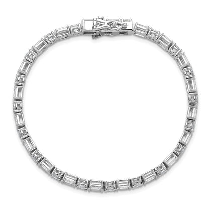 Sterling Silver Rhodium-Plated CZ 7.25in Bracelet