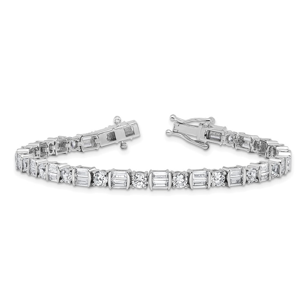 Sterling Silver Rhodium-Plated CZ 7.25in Bracelet