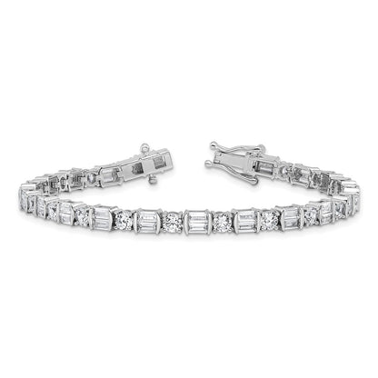 Sterling Silver Rhodium-Plated CZ 7.25in Bracelet