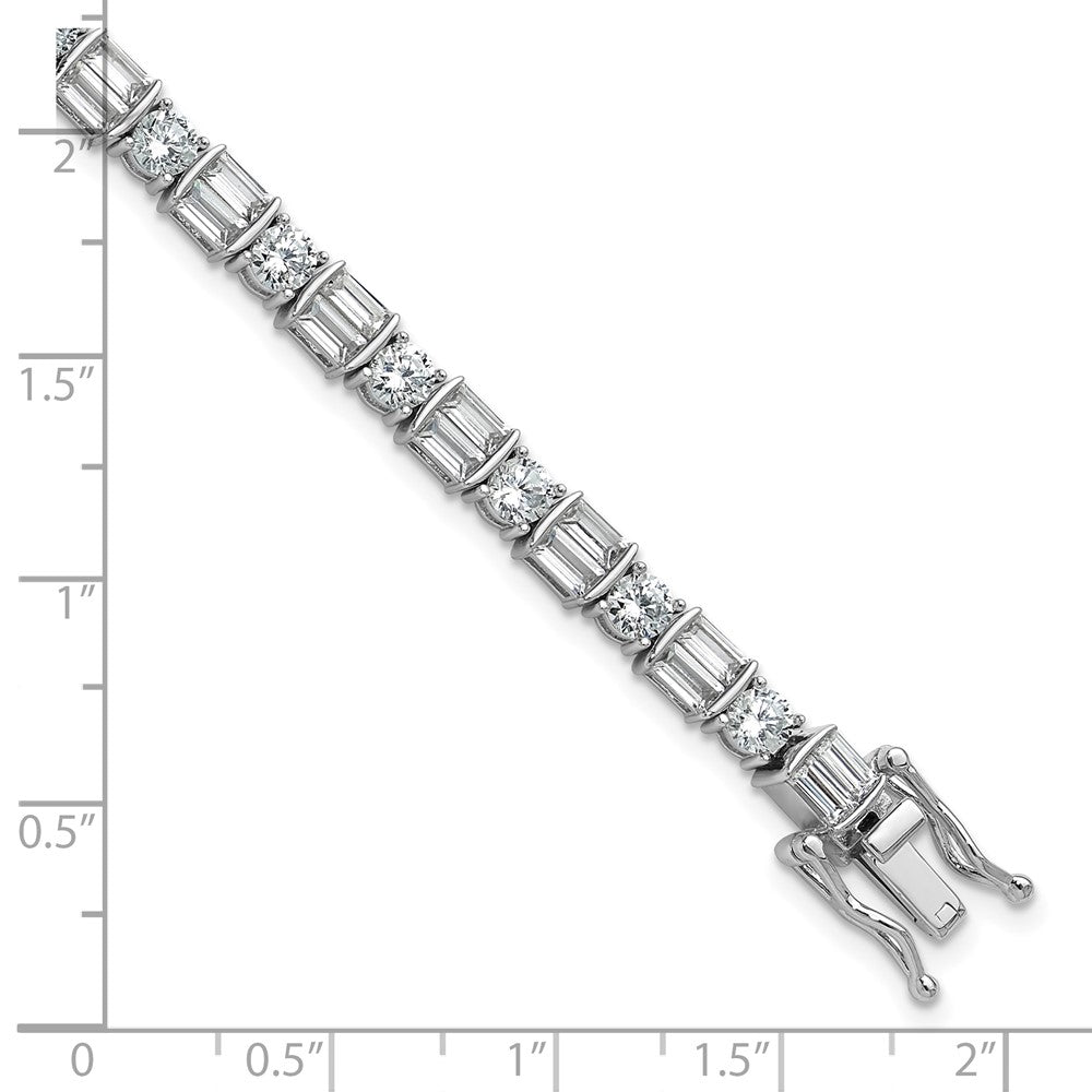 Sterling Silver Rhodium-Plated CZ 7.25in Bracelet