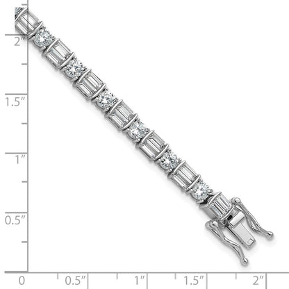 Sterling Silver Rhodium-Plated CZ 7.25in Bracelet