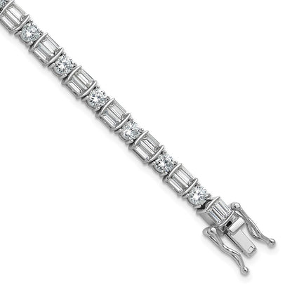 Sterling Silver Rhodium-Plated CZ 7.25in Bracelet