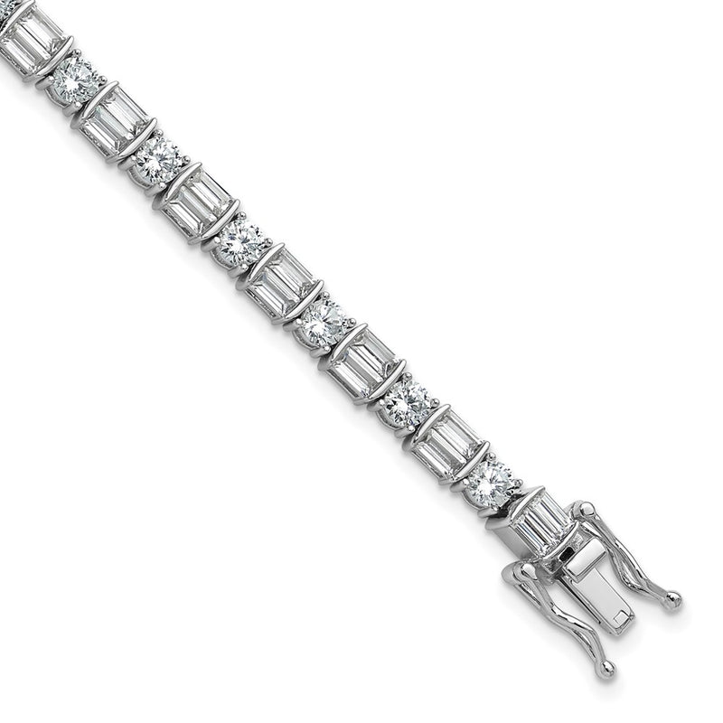 Sterling Silver Rhodium-Plated CZ 7.25in Bracelet