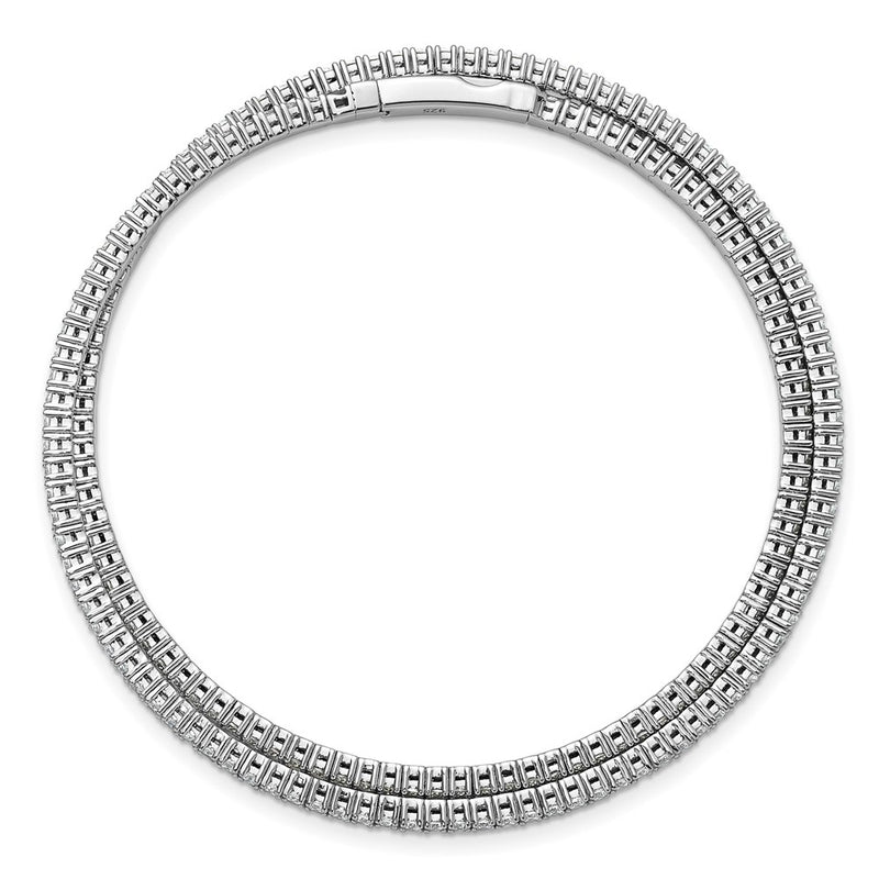 Sterling Silver Rhodium-Plated 1.75mm CZ Wrap Bracelet