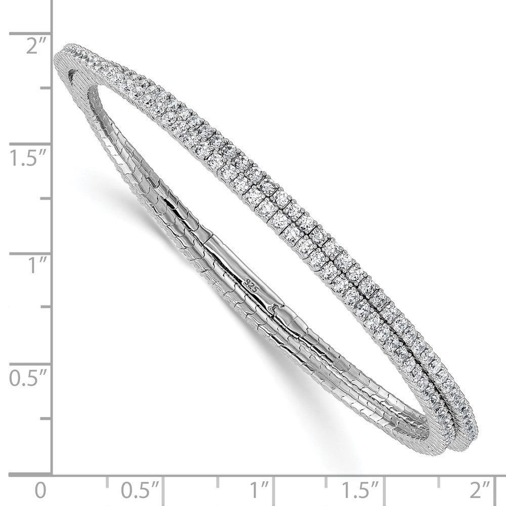 Sterling Silver Rhodium-Plated 1.75mm CZ Wrap Bracelet