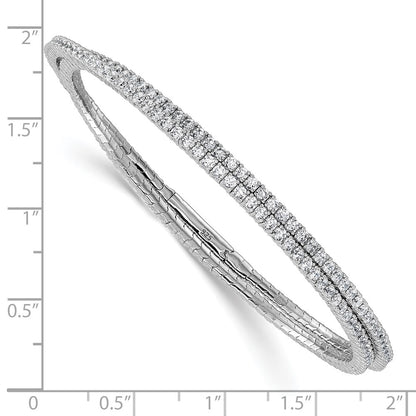 Sterling Silver Rhodium-Plated 1.75mm CZ Wrap Bracelet