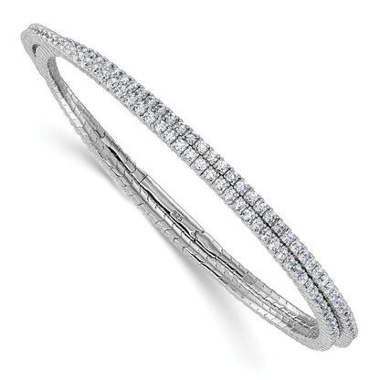 Sterling Silver Rhodium-Plated 1.75mm CZ Wrap Bracelet