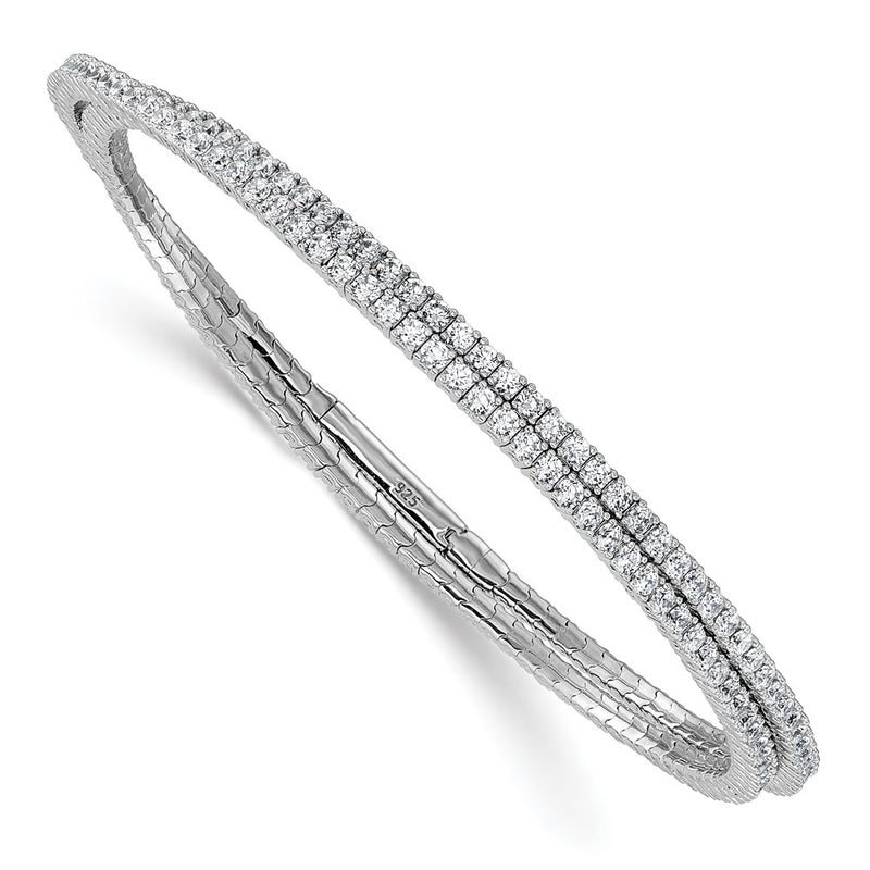 Sterling Silver Rhodium-Plated 1.75mm CZ Wrap Bracelet
