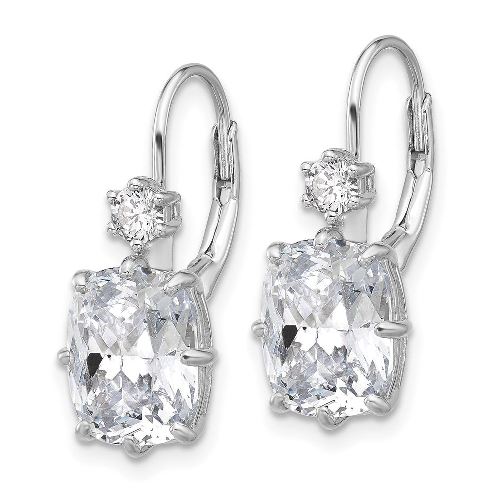 Sterling Silver Rhodium-Plated CZ Leverback Earrings