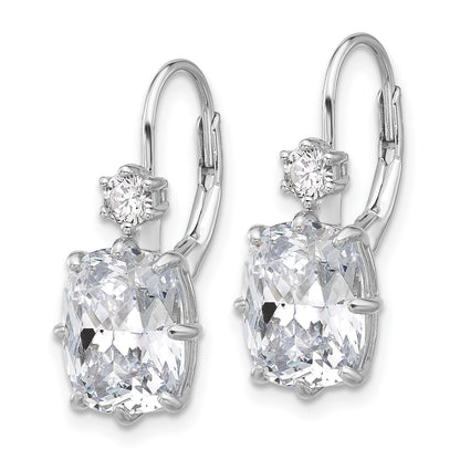 Sterling Silver Rhodium-Plated CZ Leverback Earrings