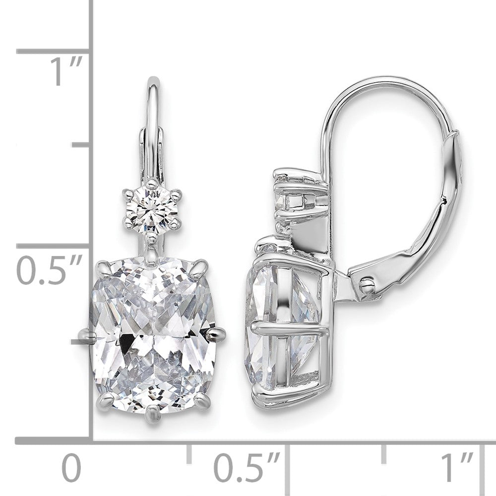 Sterling Silver Rhodium-Plated CZ Leverback Earrings