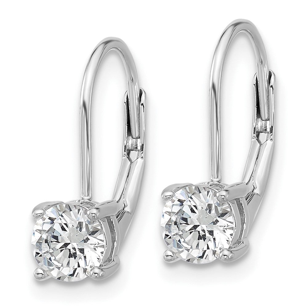 Sterling Silver Rhodium-Plated 5mm CZ Leverback Earrings