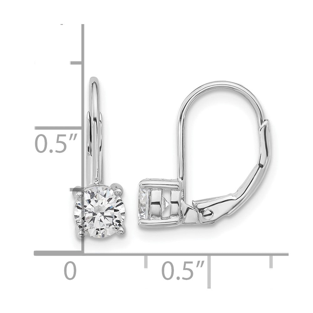 Sterling Silver Rhodium-Plated 5mm CZ Leverback Earrings