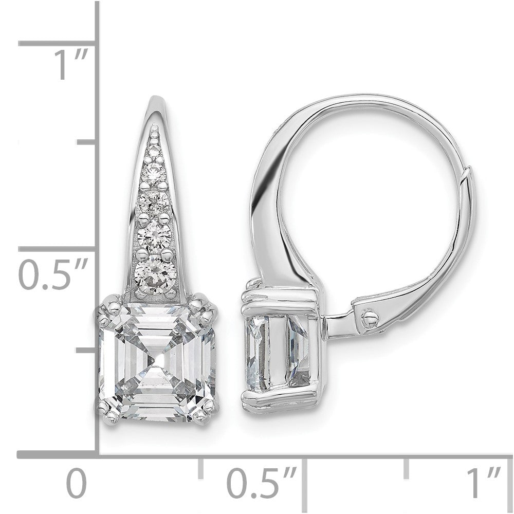 Sterling Silver Rhodium-Plated CZ Leverback Earrings