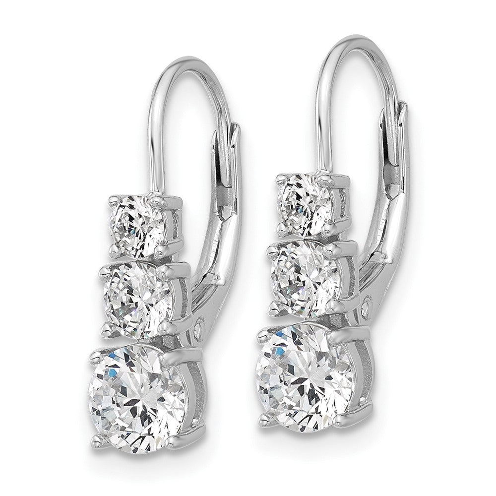 Sterling Silver Rhodium-Plated CZ Leverback Earrings