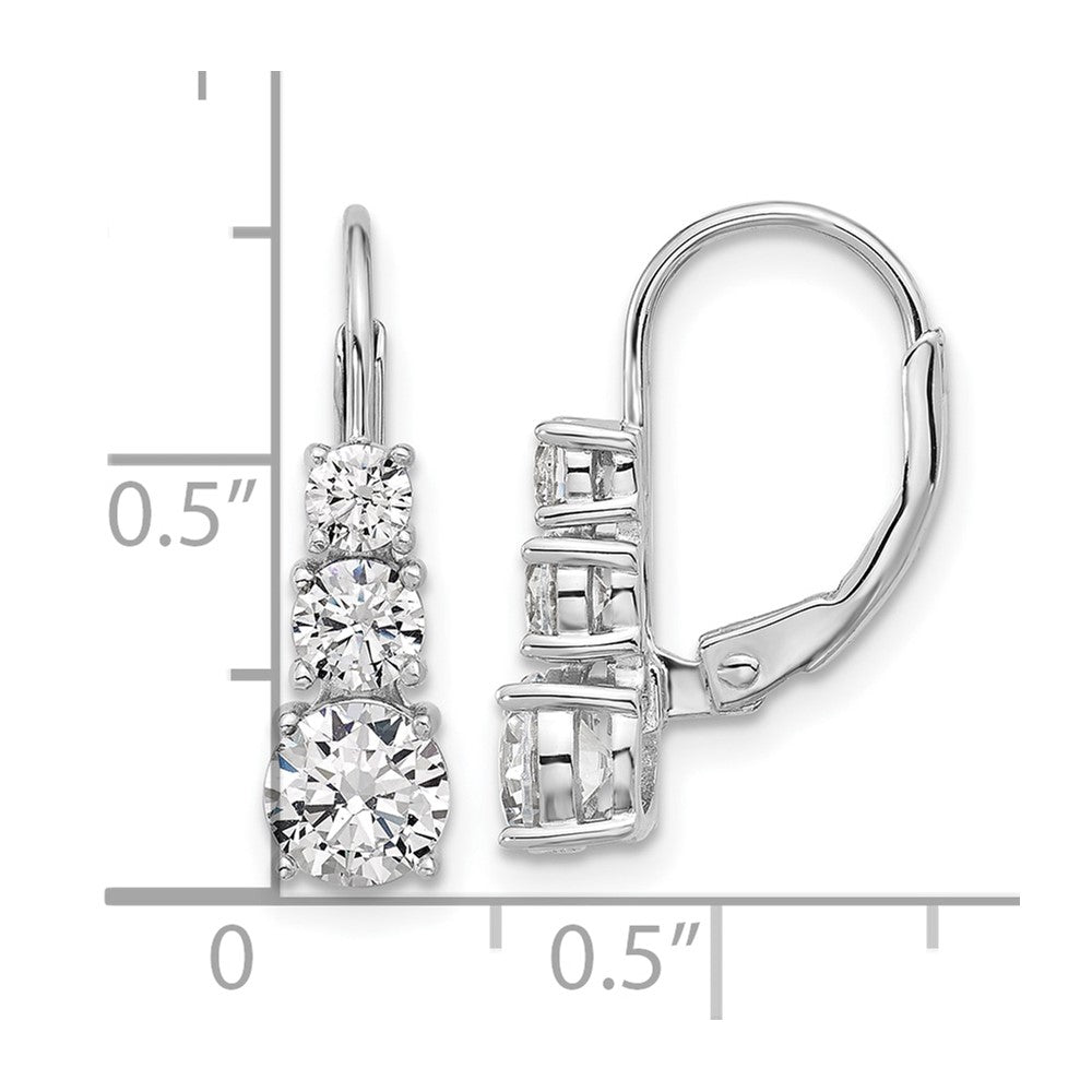 Sterling Silver Rhodium-Plated CZ Leverback Earrings