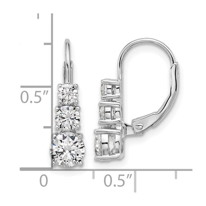 Sterling Silver Rhodium-Plated CZ Leverback Earrings