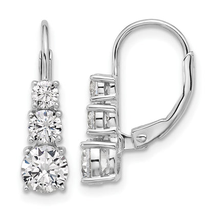 Sterling Silver Rhodium-Plated CZ Leverback Earrings