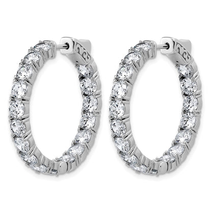 Sterling Silver Rhodium-Plated 4.00mm CZ in and Out Hinged Hoop Earrings