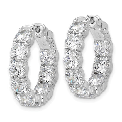 Sterling Silver Rhodium-Plated 4.75mm CZ in and Out Hinged Hoop Earrings