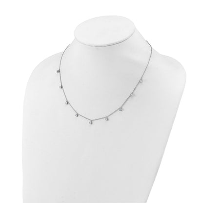 Sterling Silver Rhodium Plated CZ 16in w/2in Ext. 9 Station Necklace