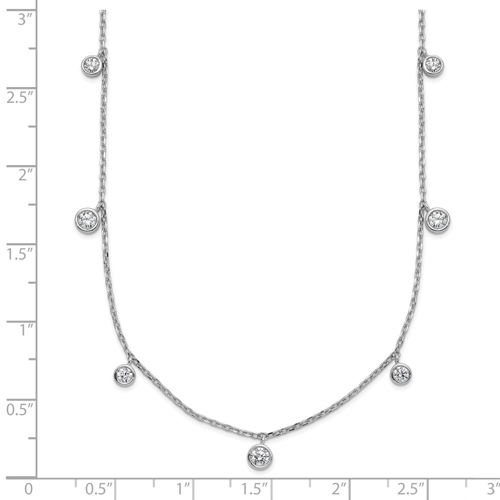Sterling Silver Rhodium Plated CZ 16in w/2in Ext. 9 Station Necklace