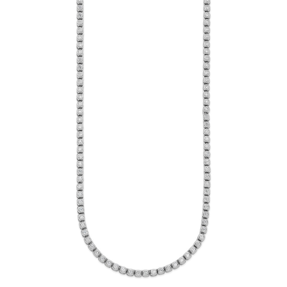 Sterling Silver Rhodium-Plated 1.7mm CZ Bezel 20in Necklace