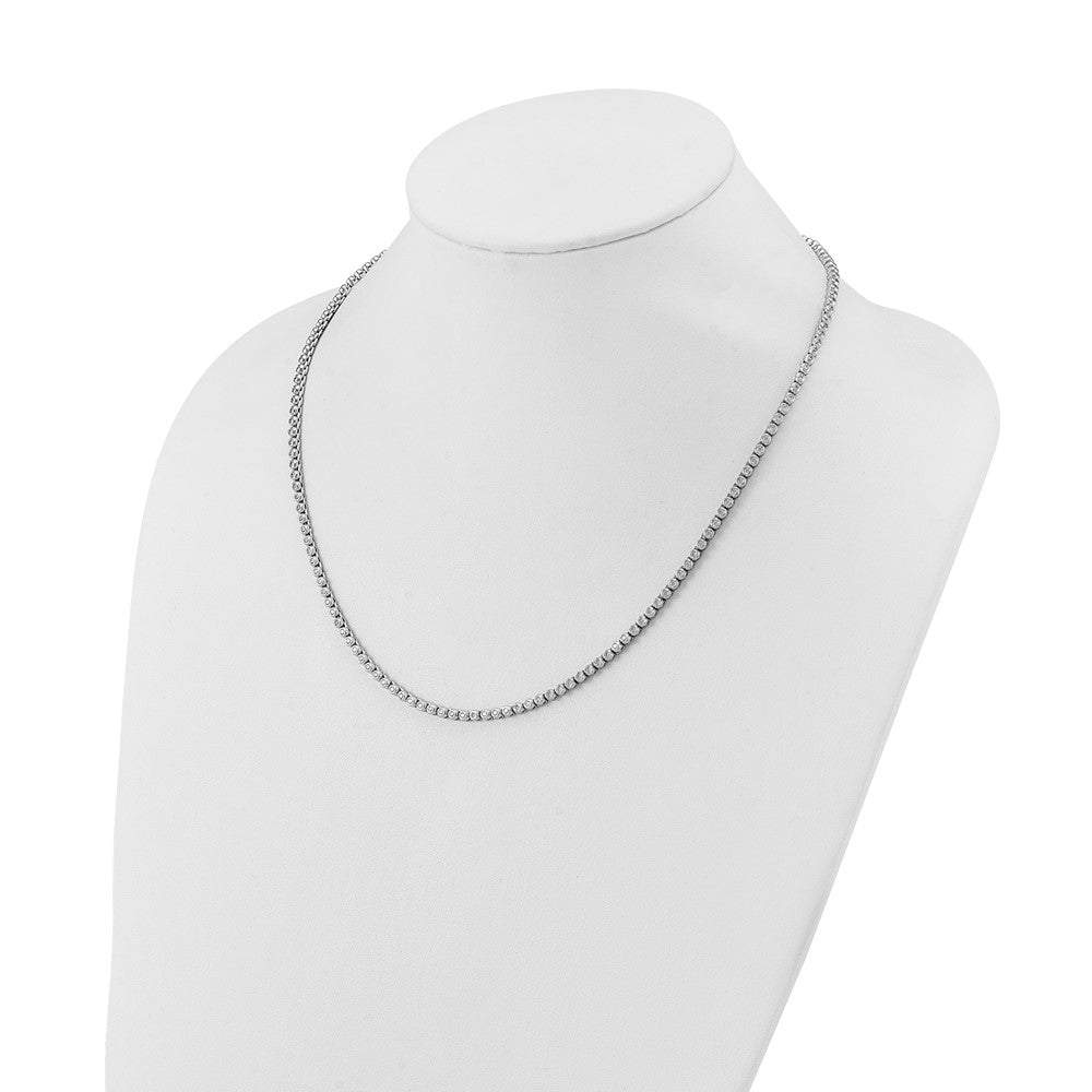 Sterling Silver Rhodium-Plated 1.7mm CZ Bezel 20in Necklace