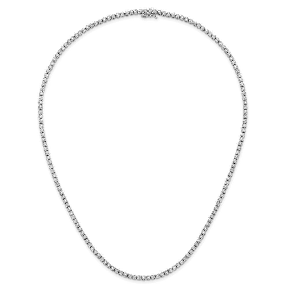 Sterling Silver Rhodium-Plated 1.7mm CZ Bezel 20in Necklace