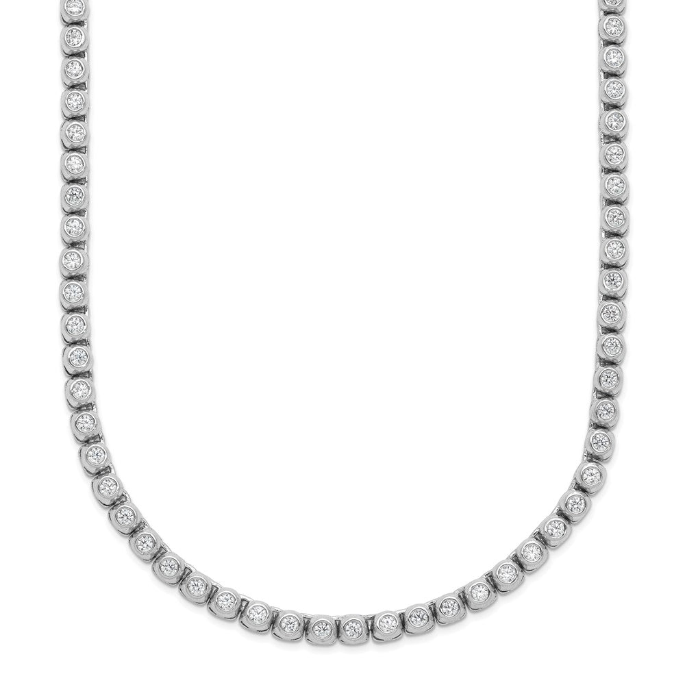 Sterling Silver Rhodium-Plated 1.7mm CZ Bezel 20in Necklace