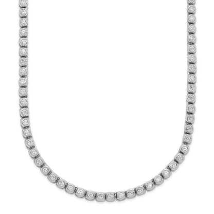 Sterling Silver Rhodium-Plated 1.7mm CZ Bezel 20in Necklace