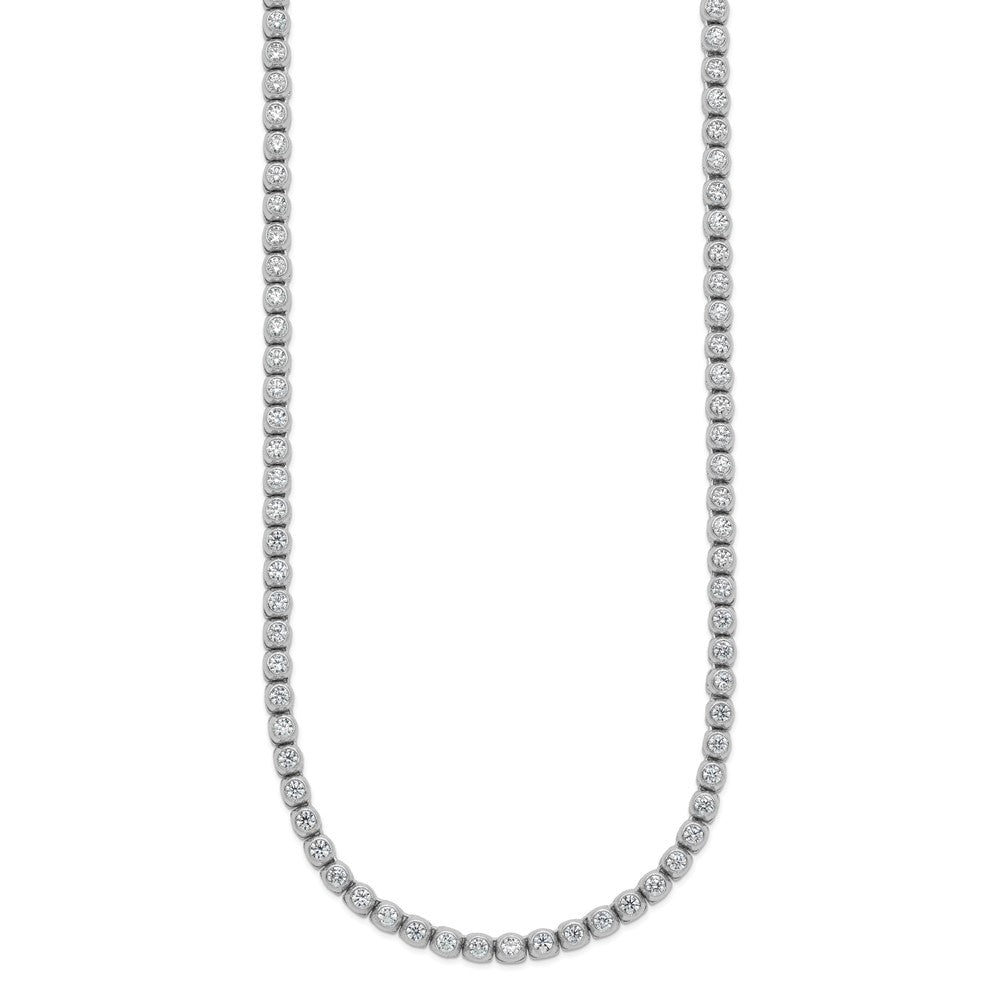 Sterling Silver Rhodium-Plated 2.3mm CZ Bezel 20in Necklace