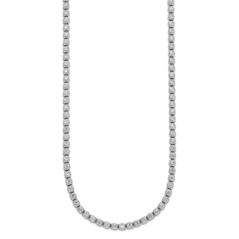 Sterling Silver Rhodium-Plated 2.3mm CZ Bezel 20in Necklace