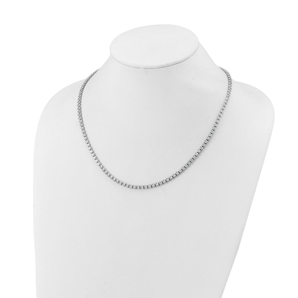 Sterling Silver Rhodium-Plated 2.3mm CZ Bezel 20in Necklace