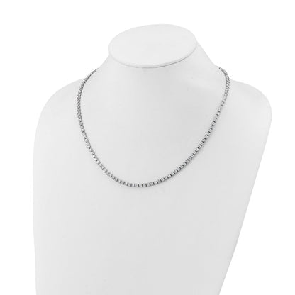 Sterling Silver Rhodium-Plated 2.3mm CZ Bezel 20in Necklace