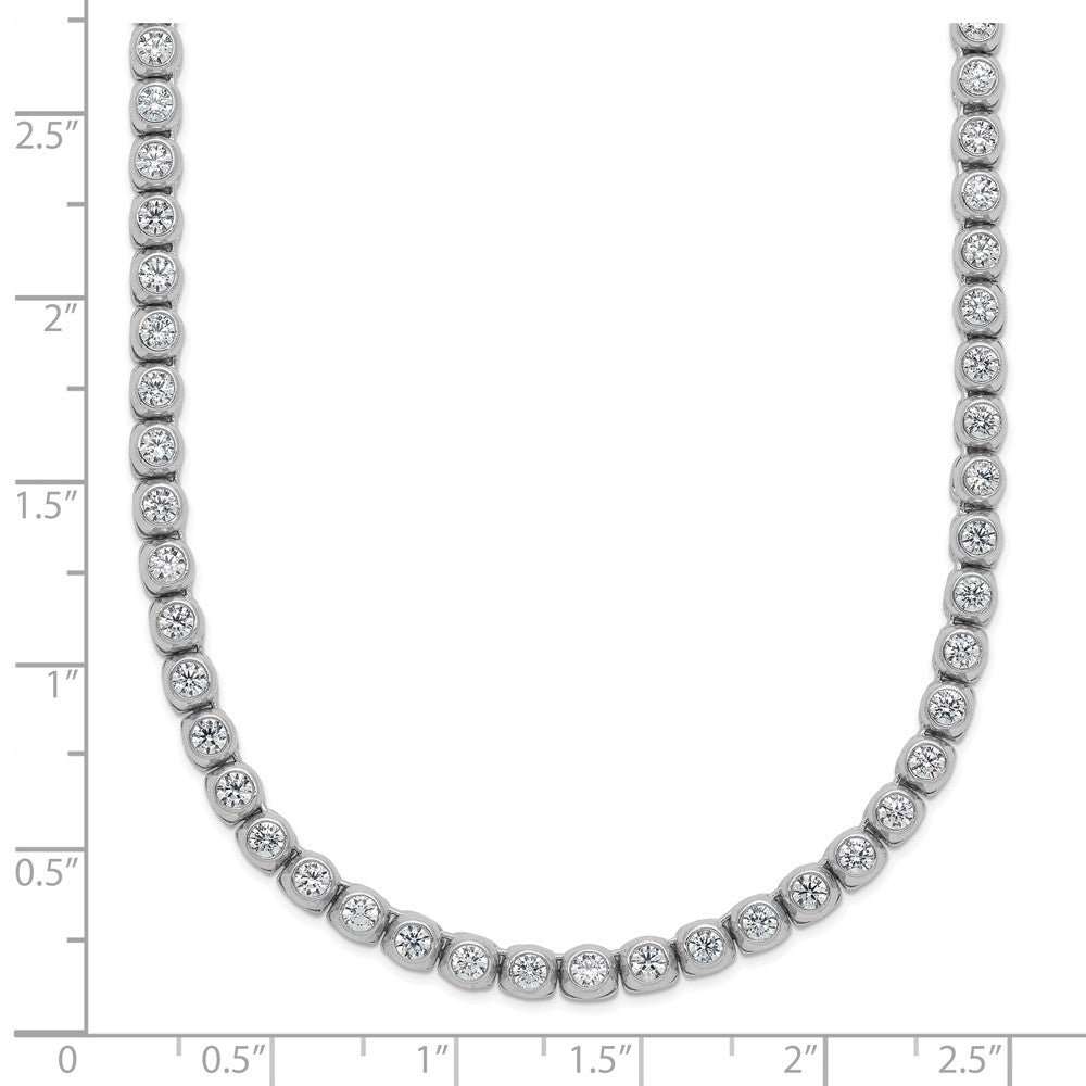 Sterling Silver Rhodium-Plated 2.3mm CZ Bezel 20in Necklace