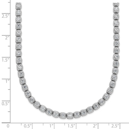 Sterling Silver Rhodium-Plated 2.3mm CZ Bezel 20in Necklace