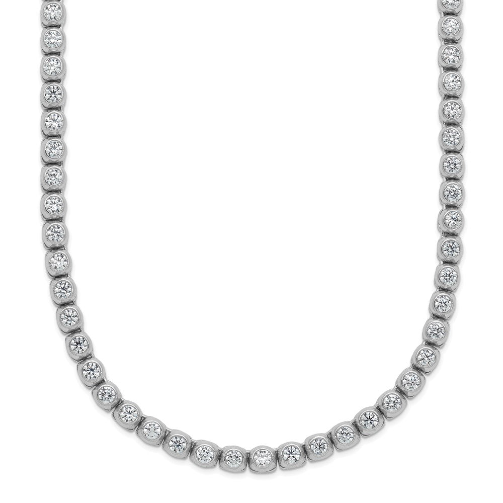 Sterling Silver Rhodium-Plated 2.3mm CZ Bezel 20in Necklace