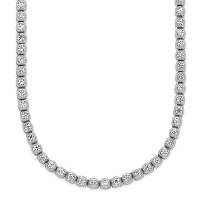 Sterling Silver Rhodium-Plated 2.3mm CZ Bezel 20in Necklace