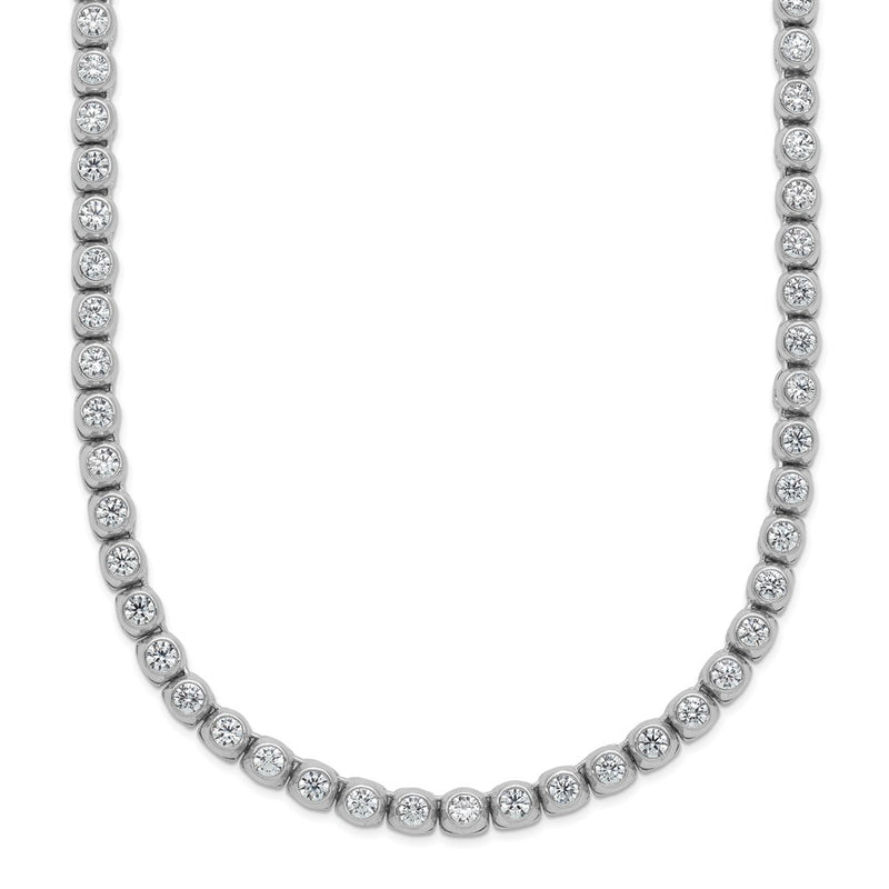 Sterling Silver Rhodium-Plated 2.3mm CZ Bezel 20in Necklace