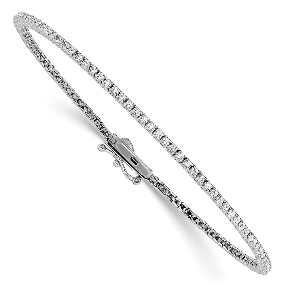 Sterling Silver Rhodium-Plated 1.5mm CZ 7in Bracelet